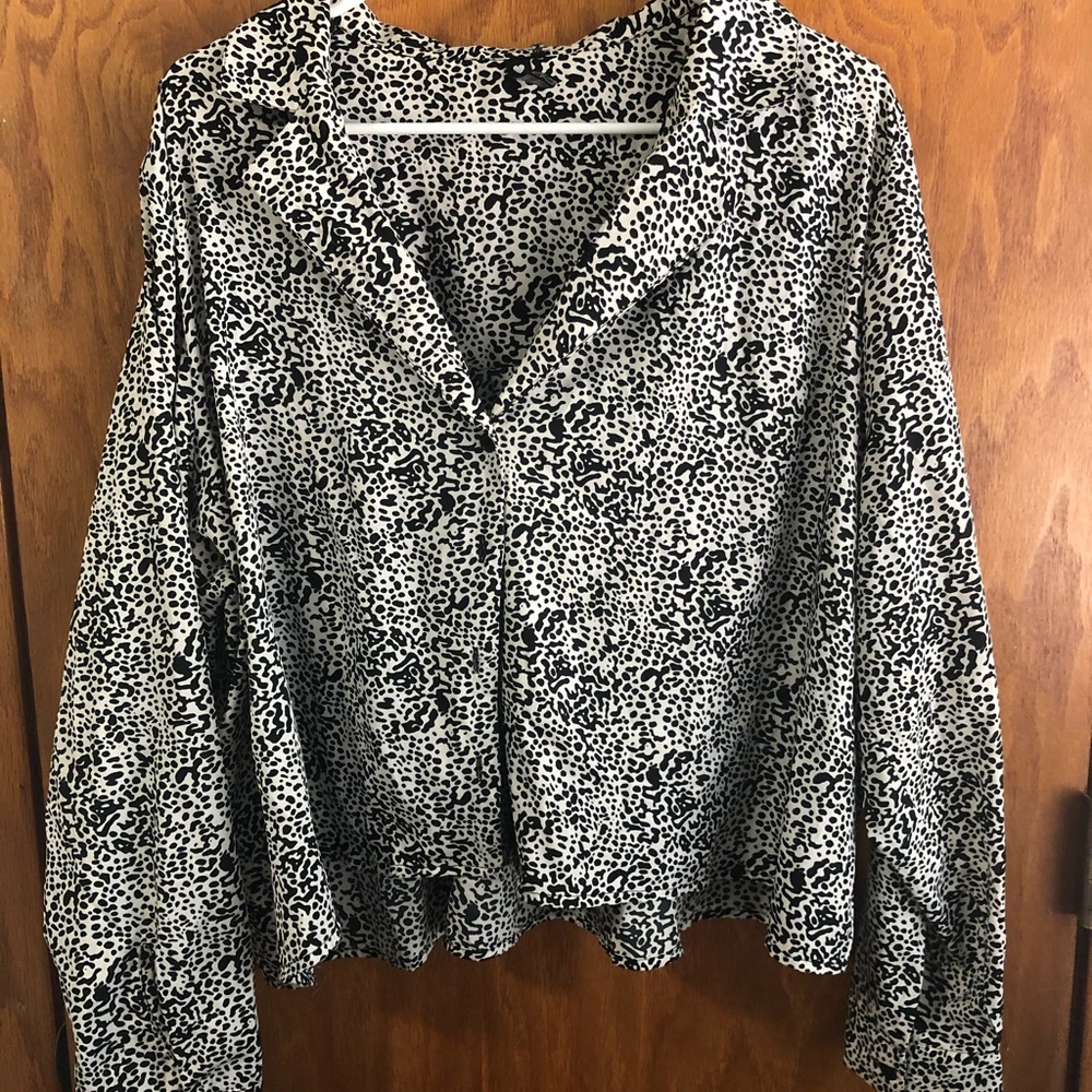 ASOS print plus size button down crop top